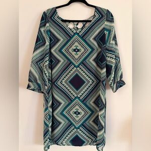 Halo Teal and Black Geometric Dress